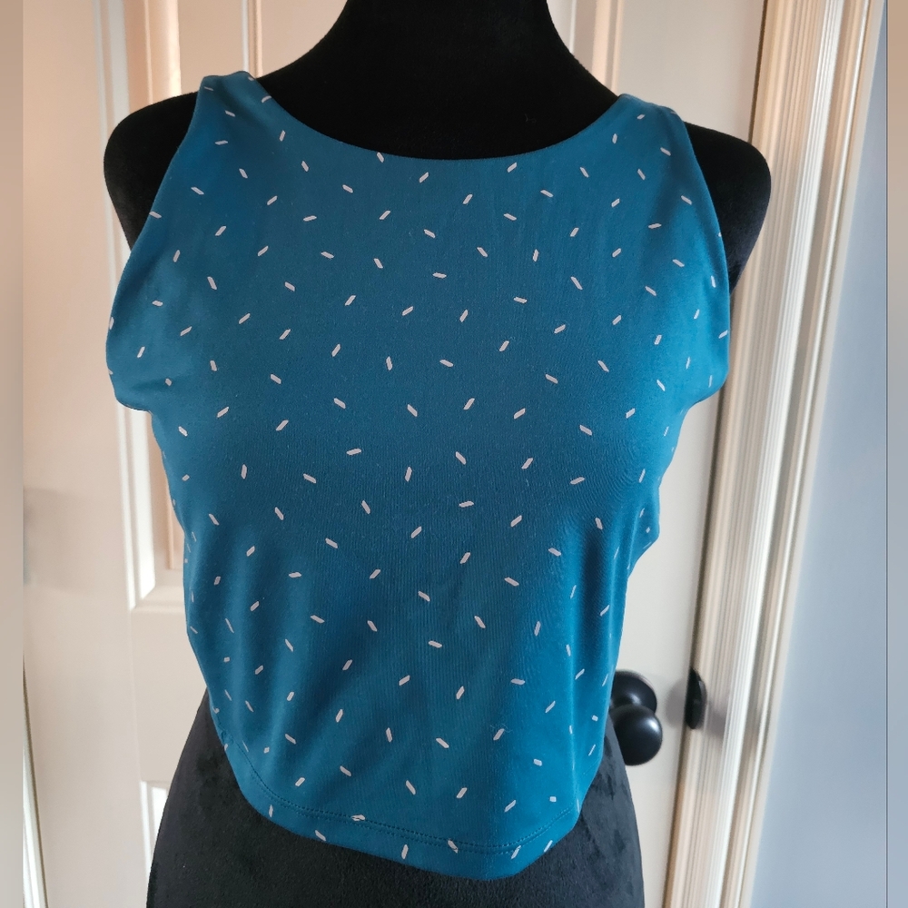 Teal Tek Gear Cropped Athletic Sleeveless Women's Top Shelf Bra Large